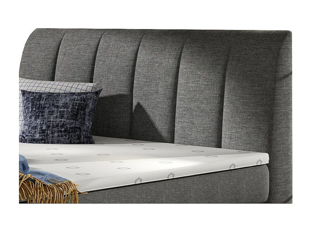 Lit continental matelassé tissu gris foncé Florencia-180x200