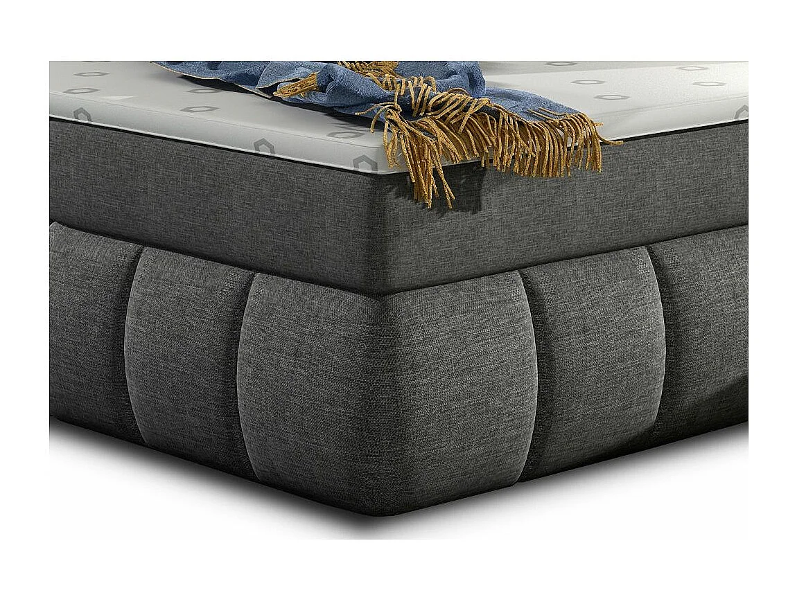 Lit continental matelassé tissu gris foncé Florencia-180x200