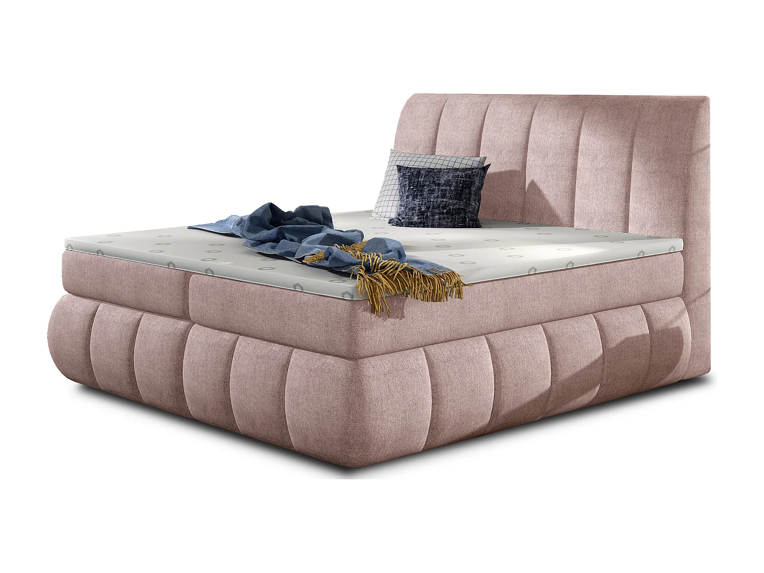 Lit continental matelassé tissu rose Florencia-140x200