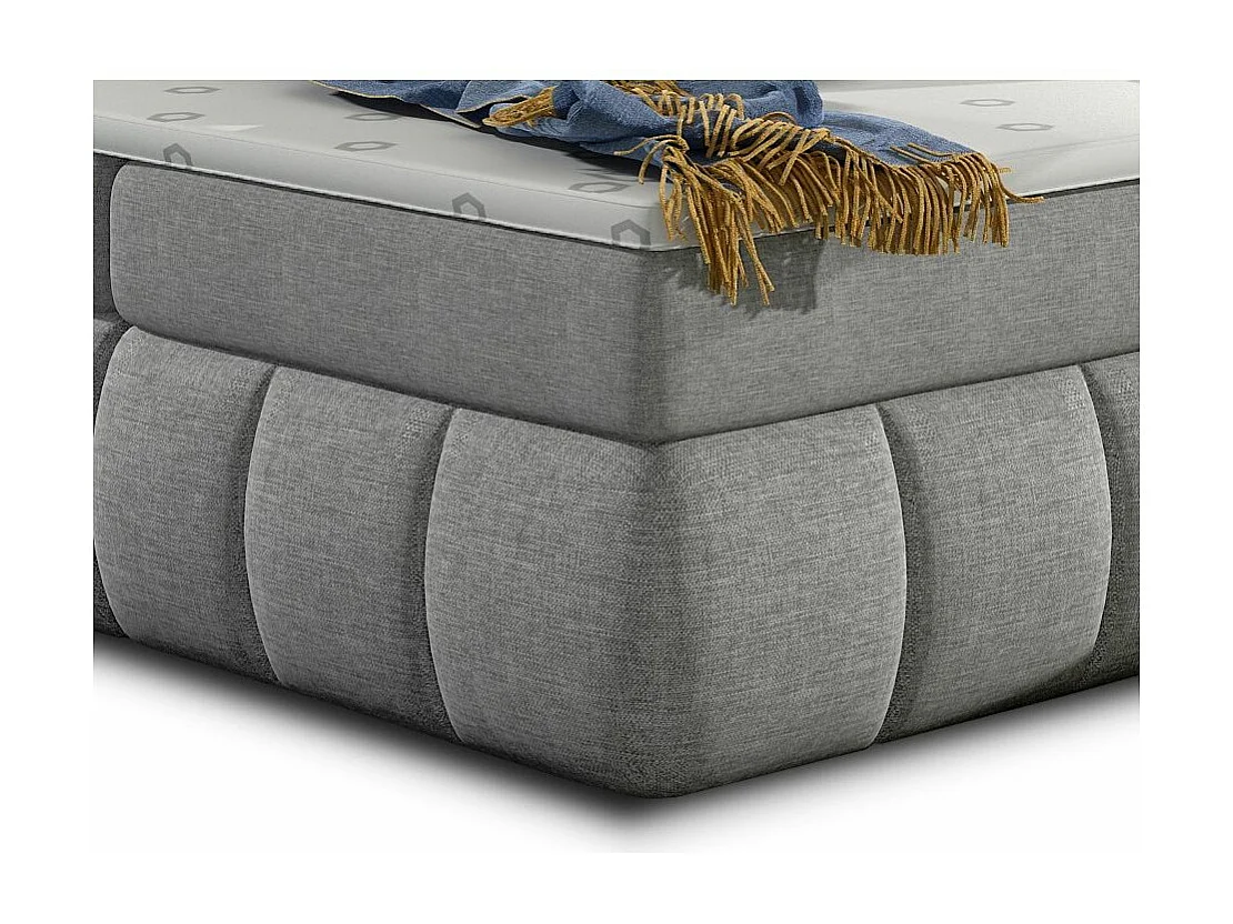 Lit continental matelassé tissu gris clair Florencia-160x200