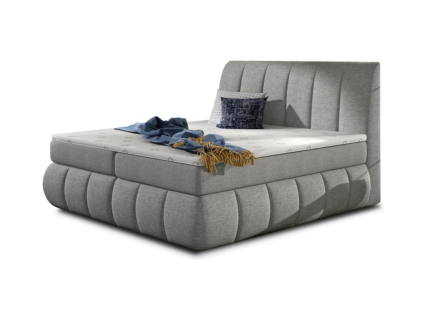 Lit continental matelassé tissu gris clair Florencia-160x200