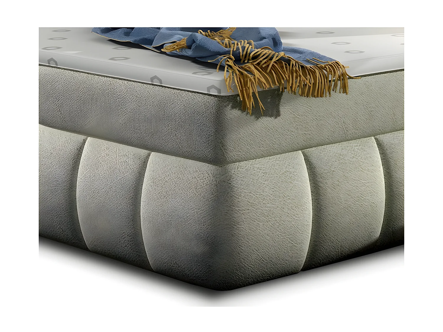 Lit continental matelassé tissu beige clair Florencia-160x200