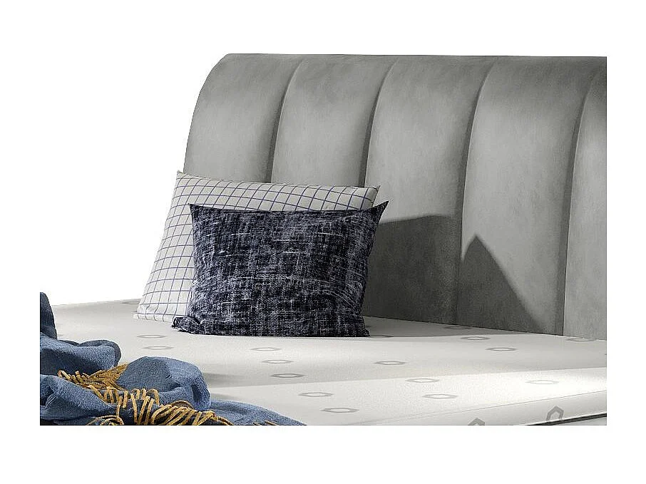 Lit continental matelassé velours gris Florencia-140x200
