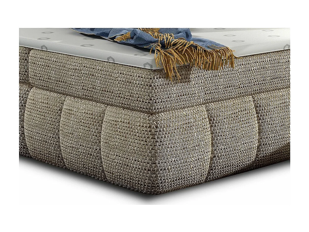 Lit continental matelassé tissu beige clair chiné Florencia-140x200