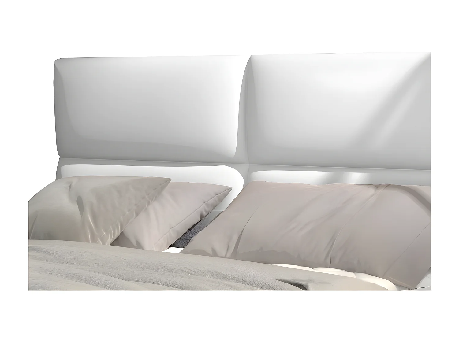 Lit continental capitonné simili cuir blanc Weber-180x200