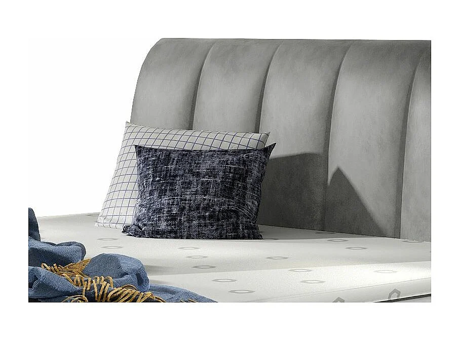 Lit continental matelassé velours gris Florencia-160x200