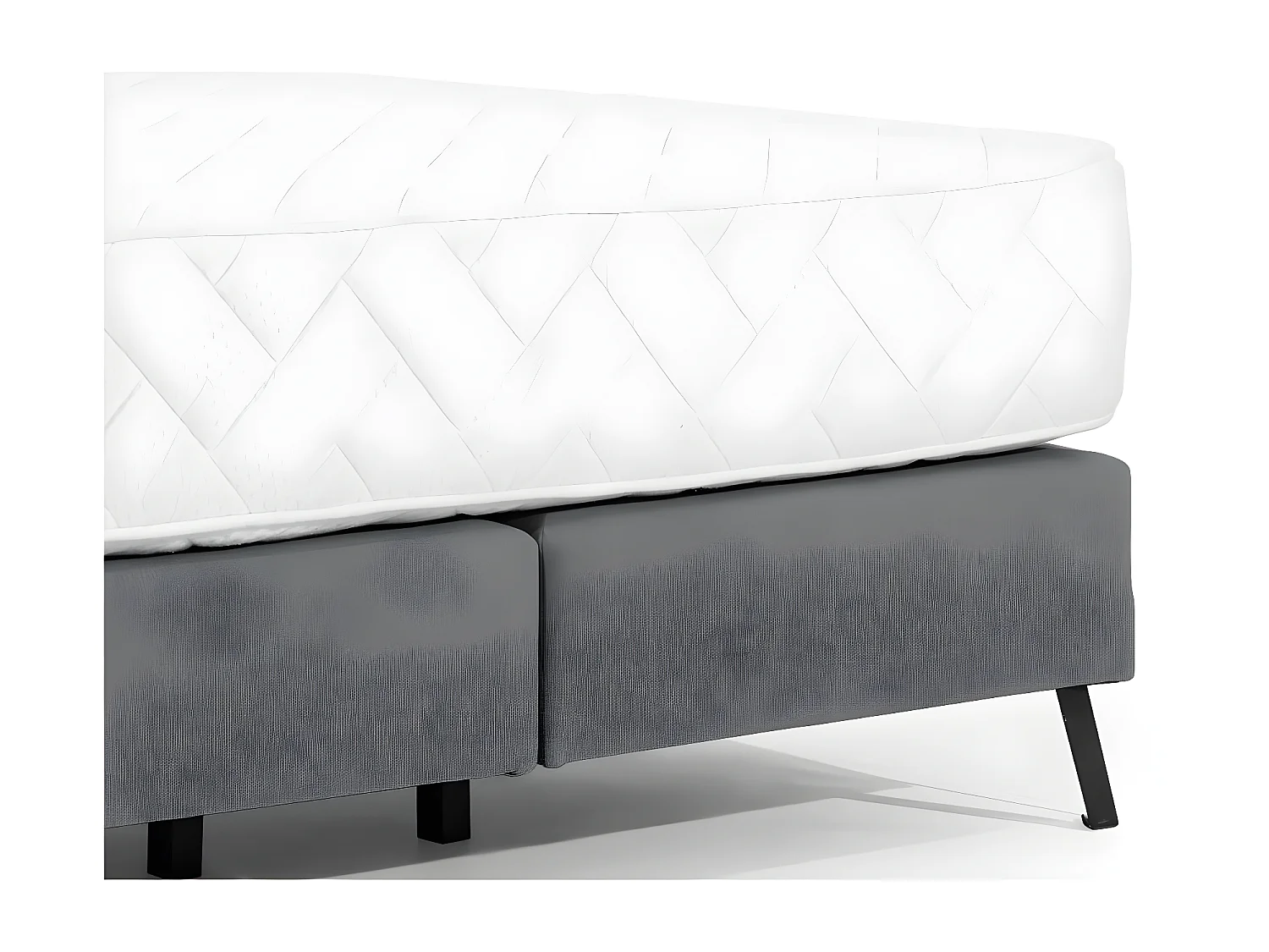 Pozza gestoffeerd continentaal bed in antraciet stof met 30 cm latex matras en zwart metalen poot-Slapen 180x200cm