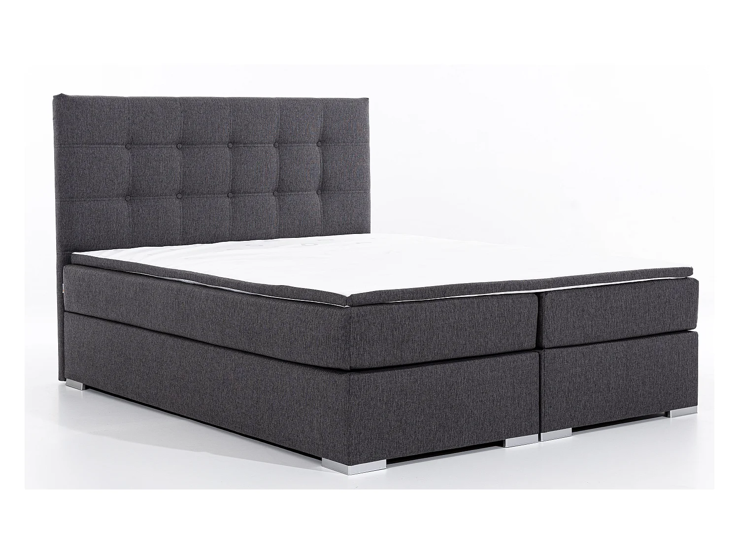 Lit boxspring tissu gris clair avec matelas et surmatelas Kavin-140x200