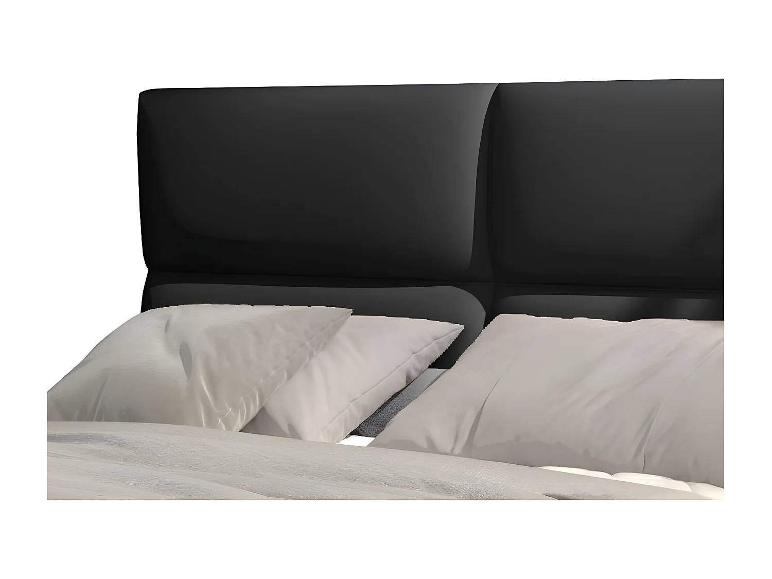 Lit continental capitonné simili cuir noir Weber-140x200