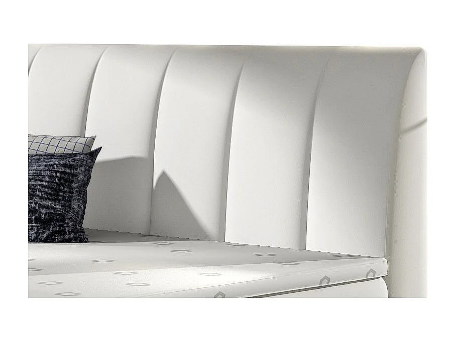 Lit continental matelassé simili cuir blanc Florencia-180x200