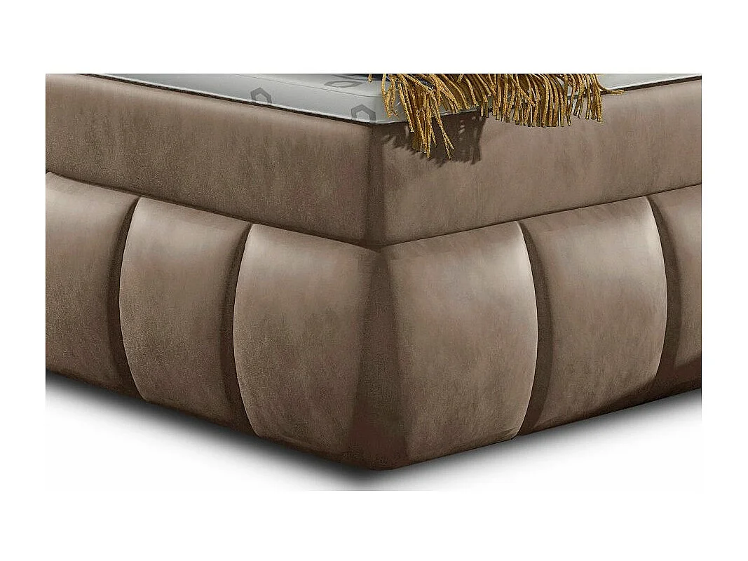 Lit continental matelassé velours marron clair Florencia-160x200