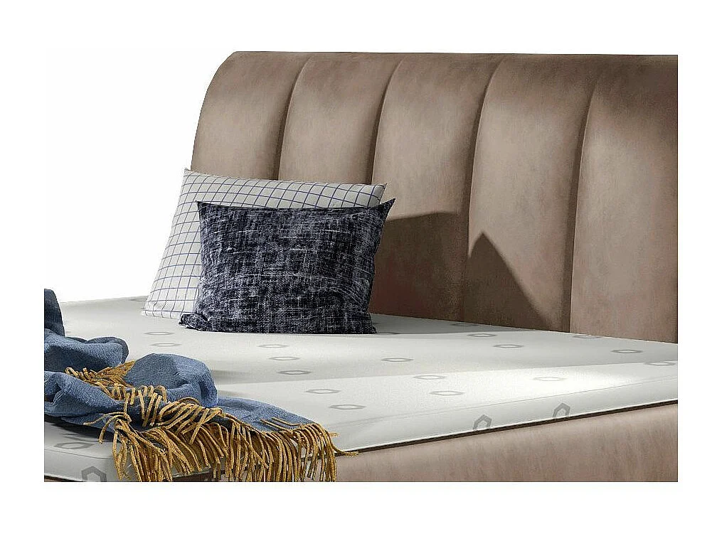 Lit continental matelassé velours marron clair Florencia-160x200