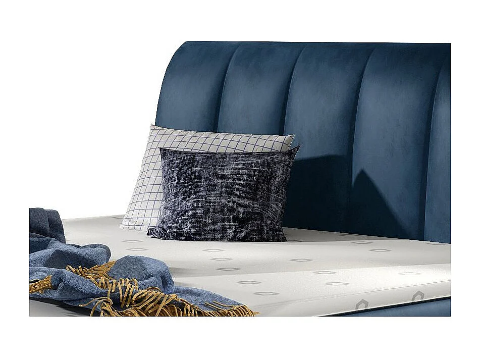 Lit continental matelassé velours bleu Florencia-140x200