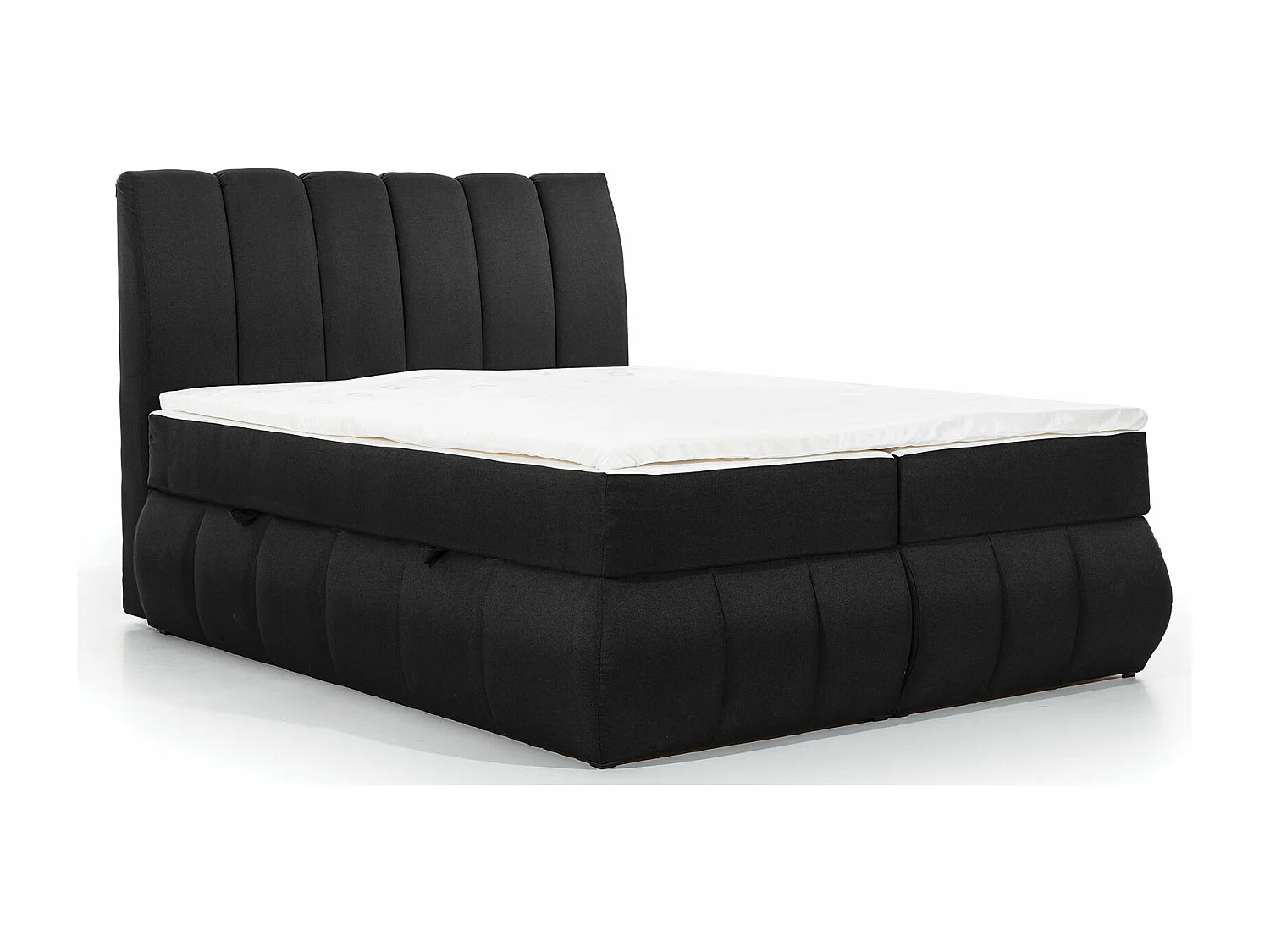 Gewatteerd continentaal bed van zachte anijsgroene stof Florencia-Slapen 160x200cm