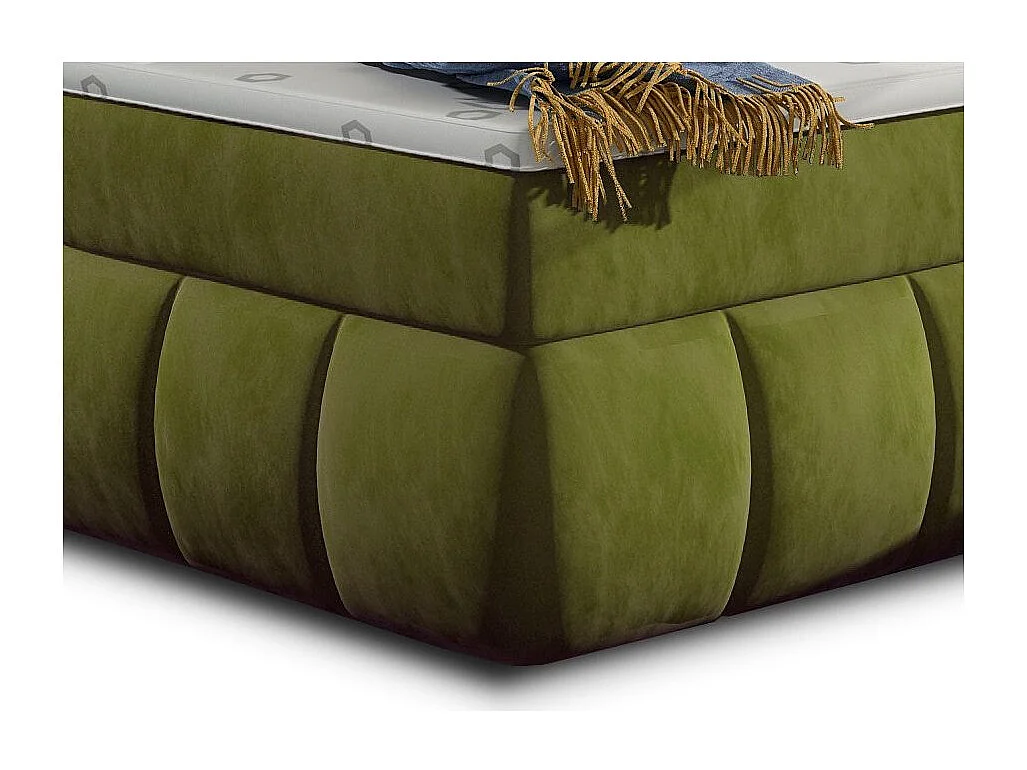 Lit continental matelassé tissu doux vert anis Florencia-160x200