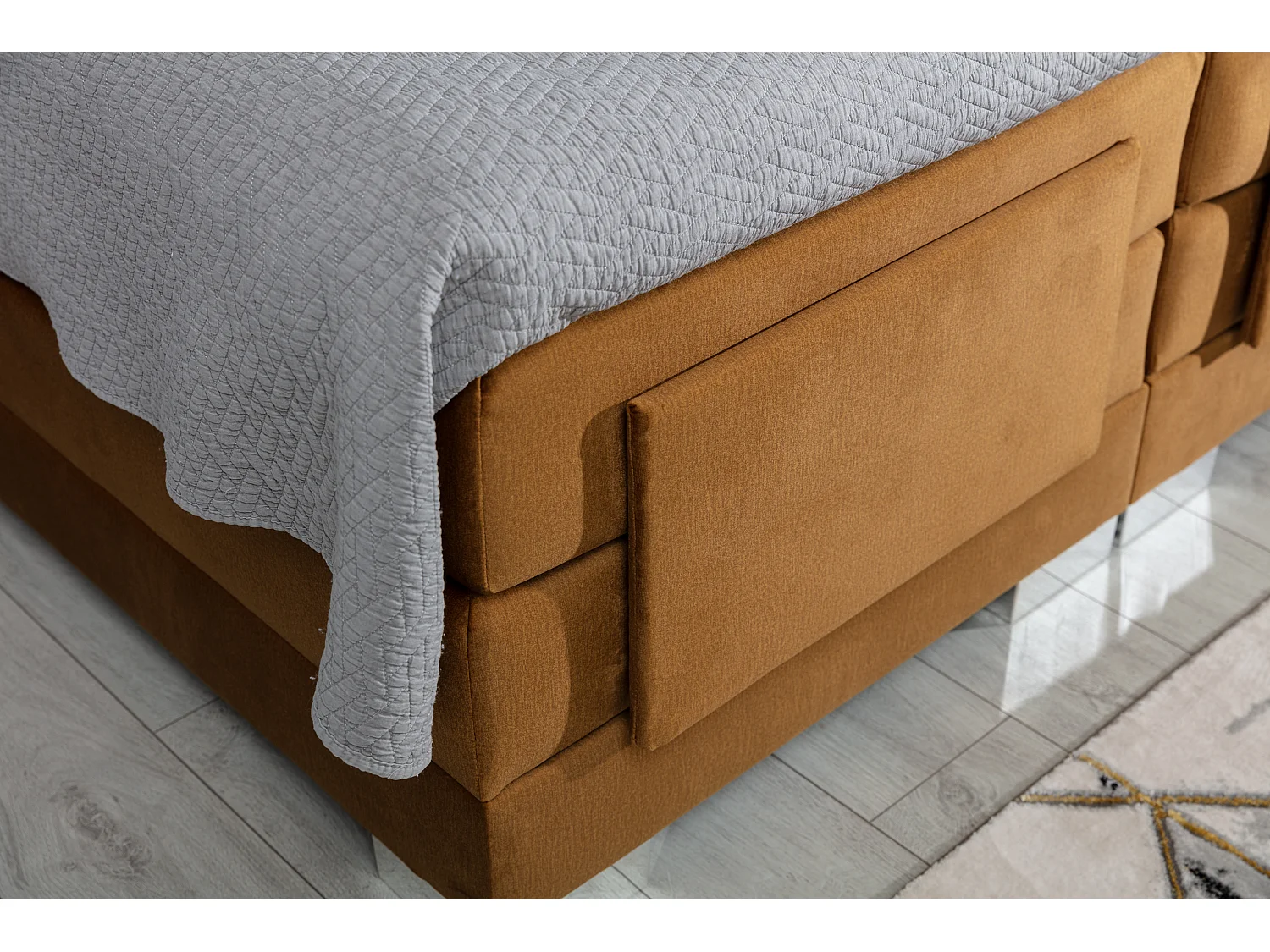 Lit continental électrique tissu gris foncé avec matelas et surmatelas Karmen-90x200