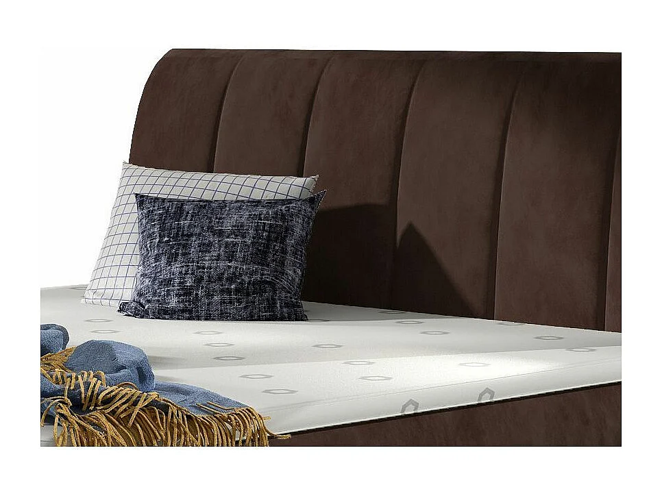 Lit continental matelassé velours marron Florencia-160x200