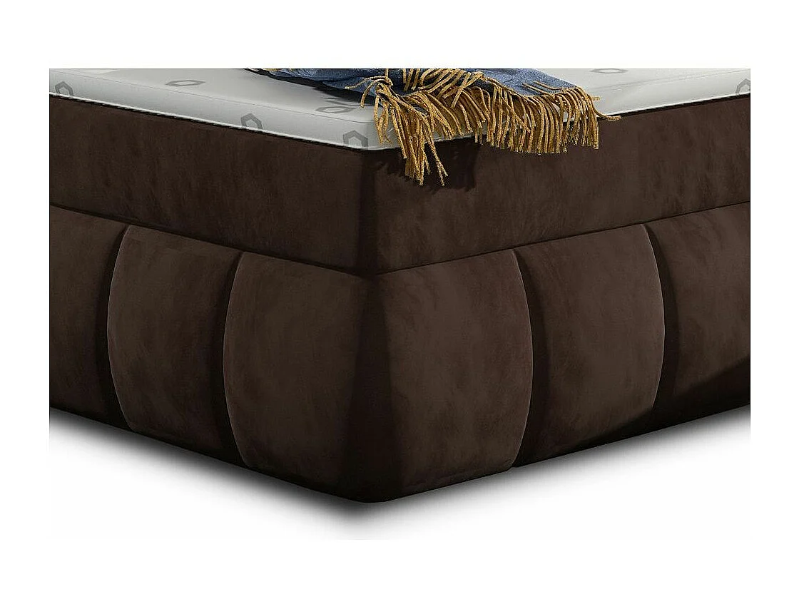 Lit continental matelassé velours marron Florencia-160x200