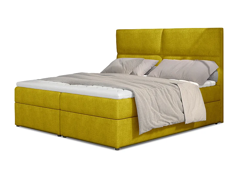 Lit continental capitonné tissu jaune Weber-140x200