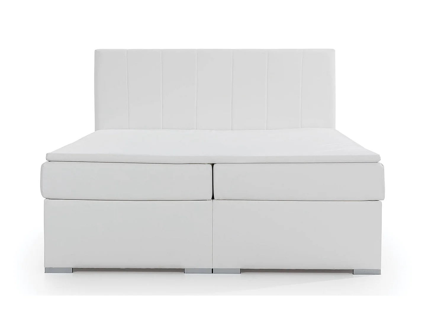 Lit continental tissu gris avec matelas et surmatelas Louna-160x200