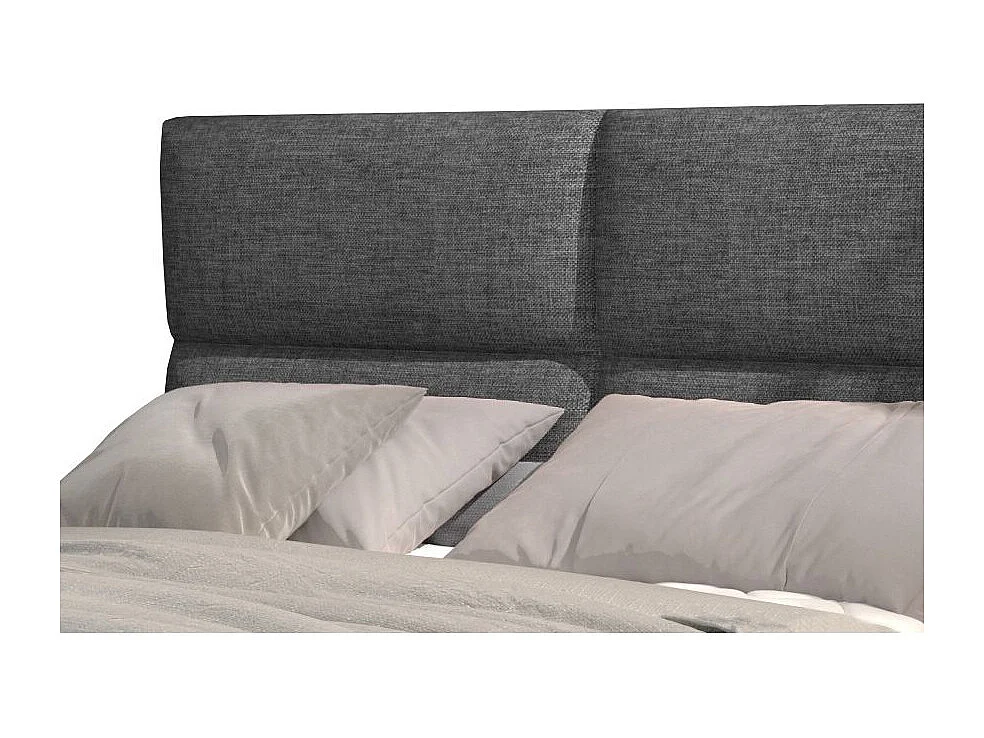 Lit continental capitonné tissu gris Weber-140x200