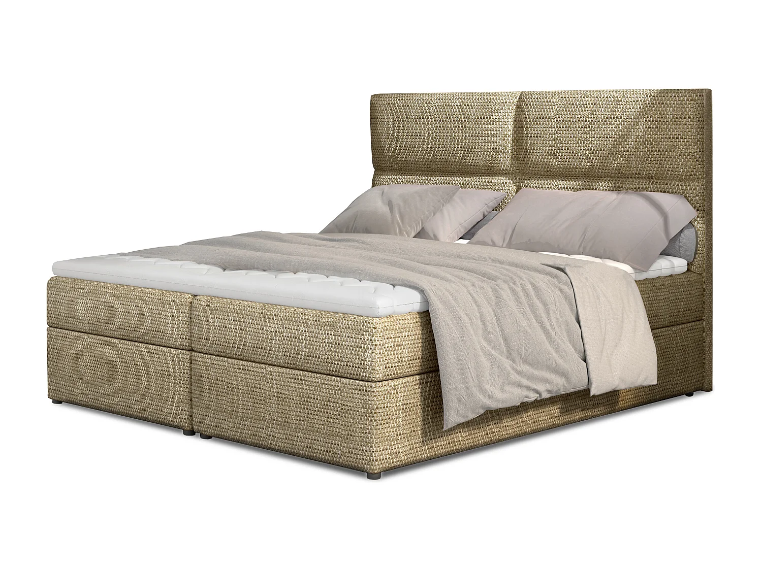 Weber gewatteerd continentaal bed van lichtbeige gemêleerde stof-Slapen 180x200cm