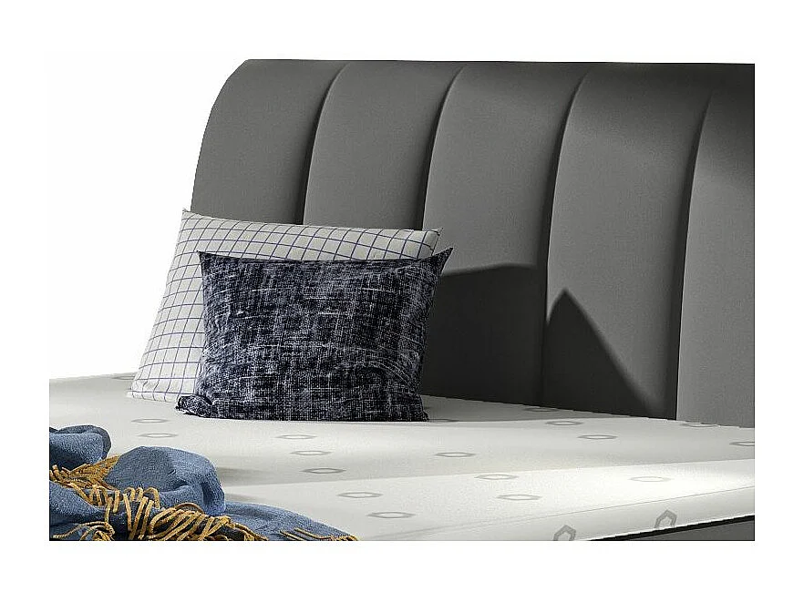 Lit continental matelassé simili cuir gris Florencia-140x200