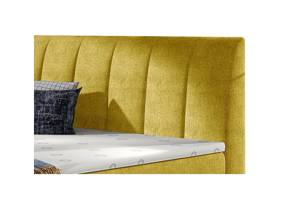 Lit continental matelassé tissu jaune olive Florencia-140x200