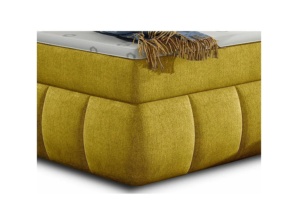Lit continental matelassé tissu jaune olive Florencia-140x200