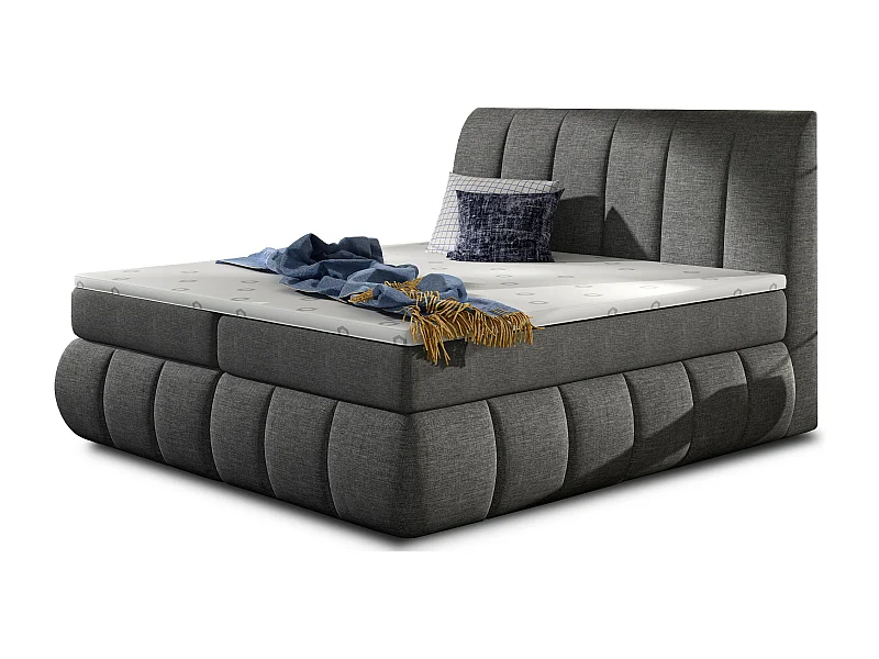 Lit continental matelassé tissu gris foncé Florencia-160x200