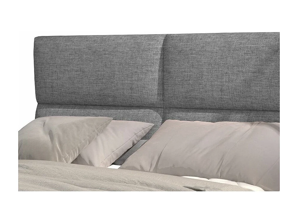 Lit continental capitonné tissu gris clair Weber-180x200