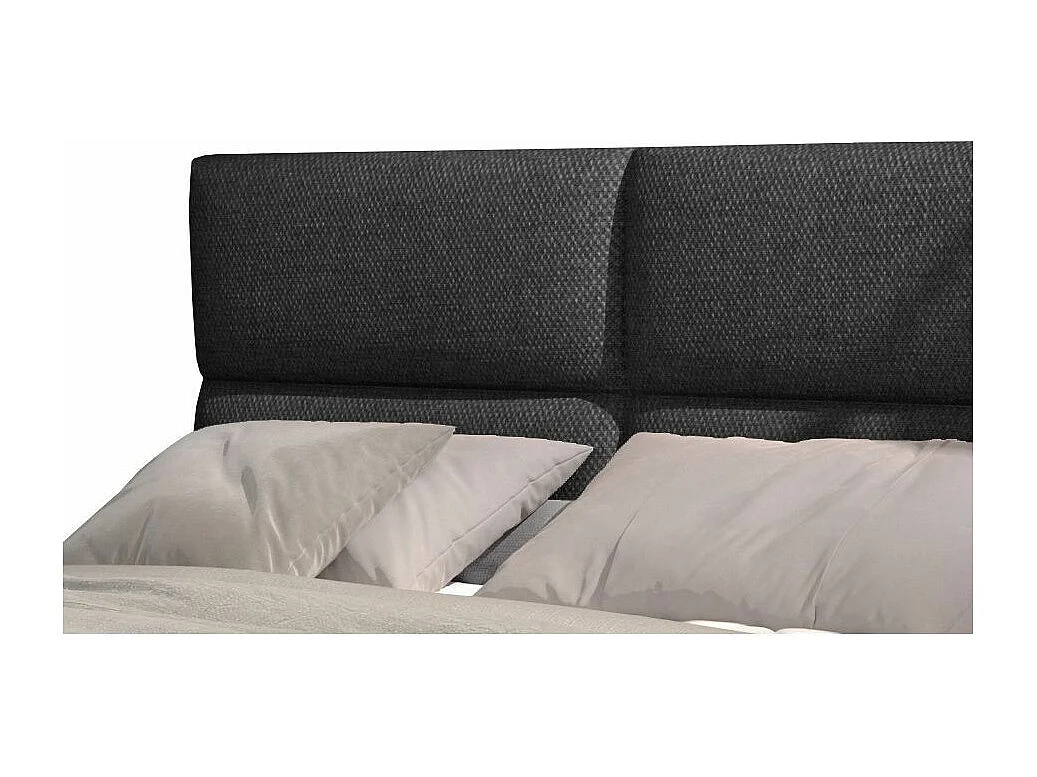 Lit continental capitonné tissu gris foncé chiné Weber-180x200