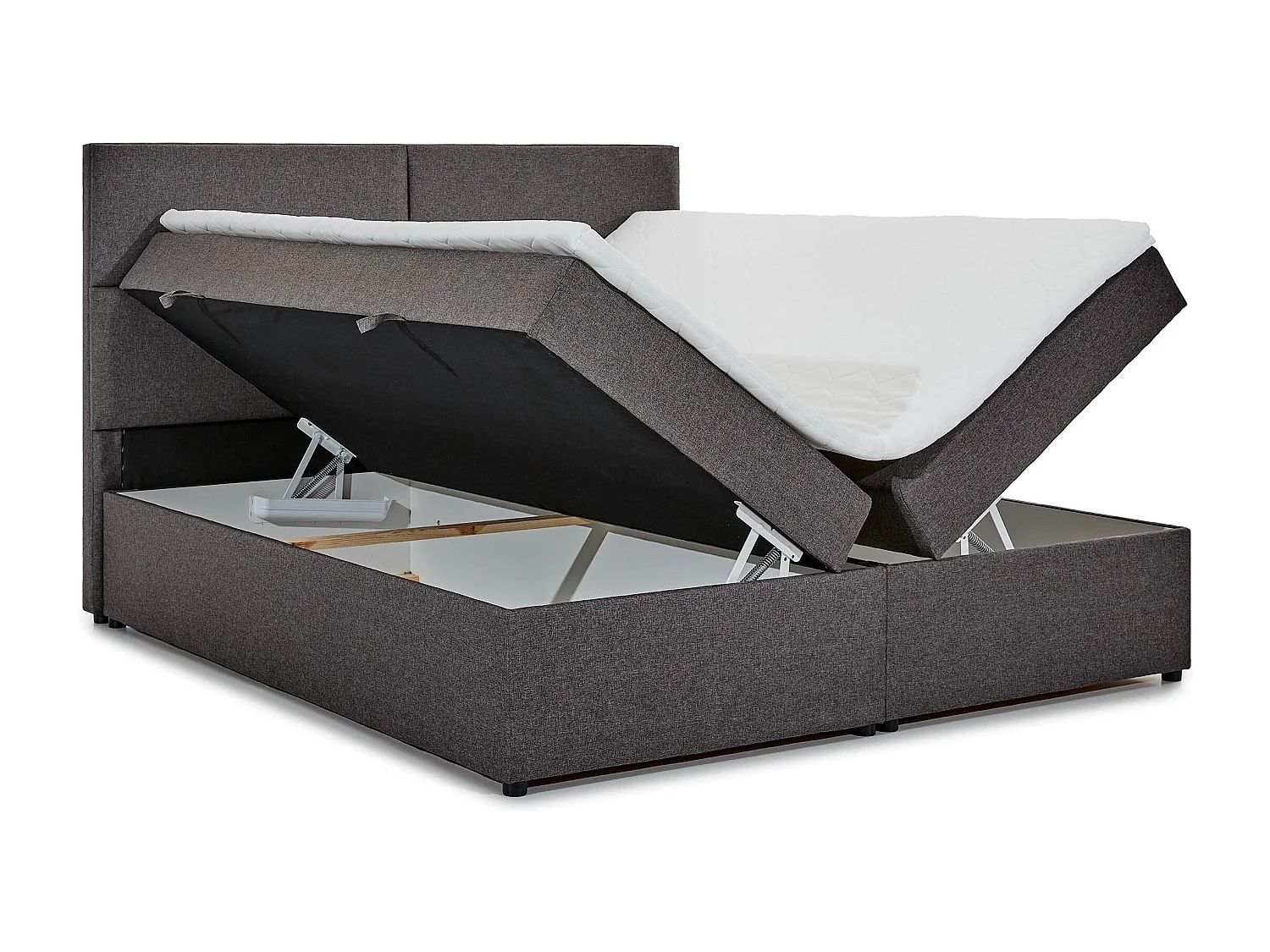 Lit continental capitonné simili cuir beige clair Weber-140x200