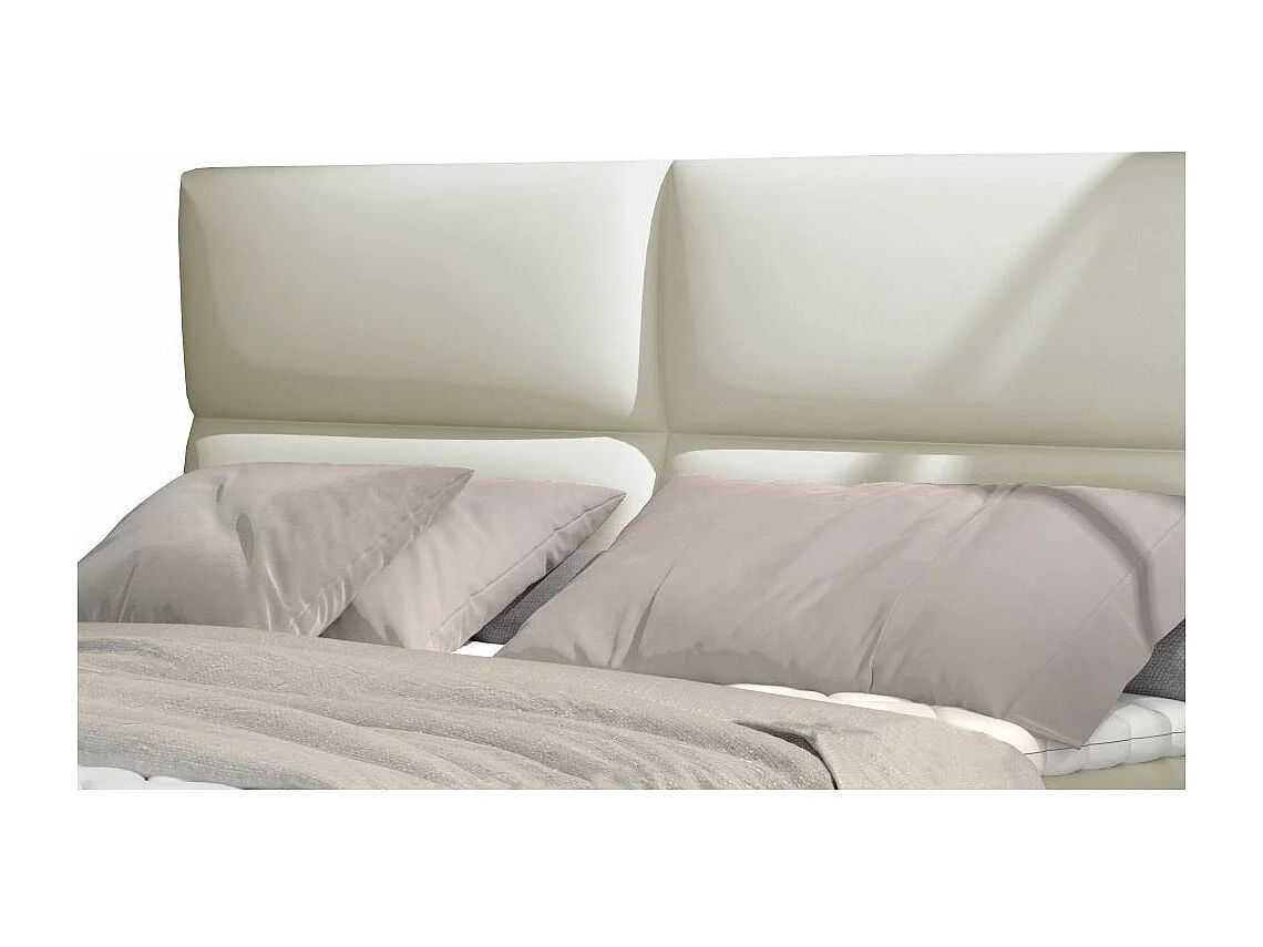 Lit continental capitonné simili cuir beige clair Weber-140x200