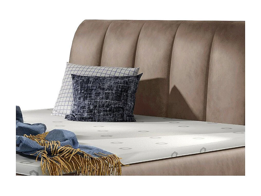 Lit continental matelassé velours marron clair Florencia-140x200