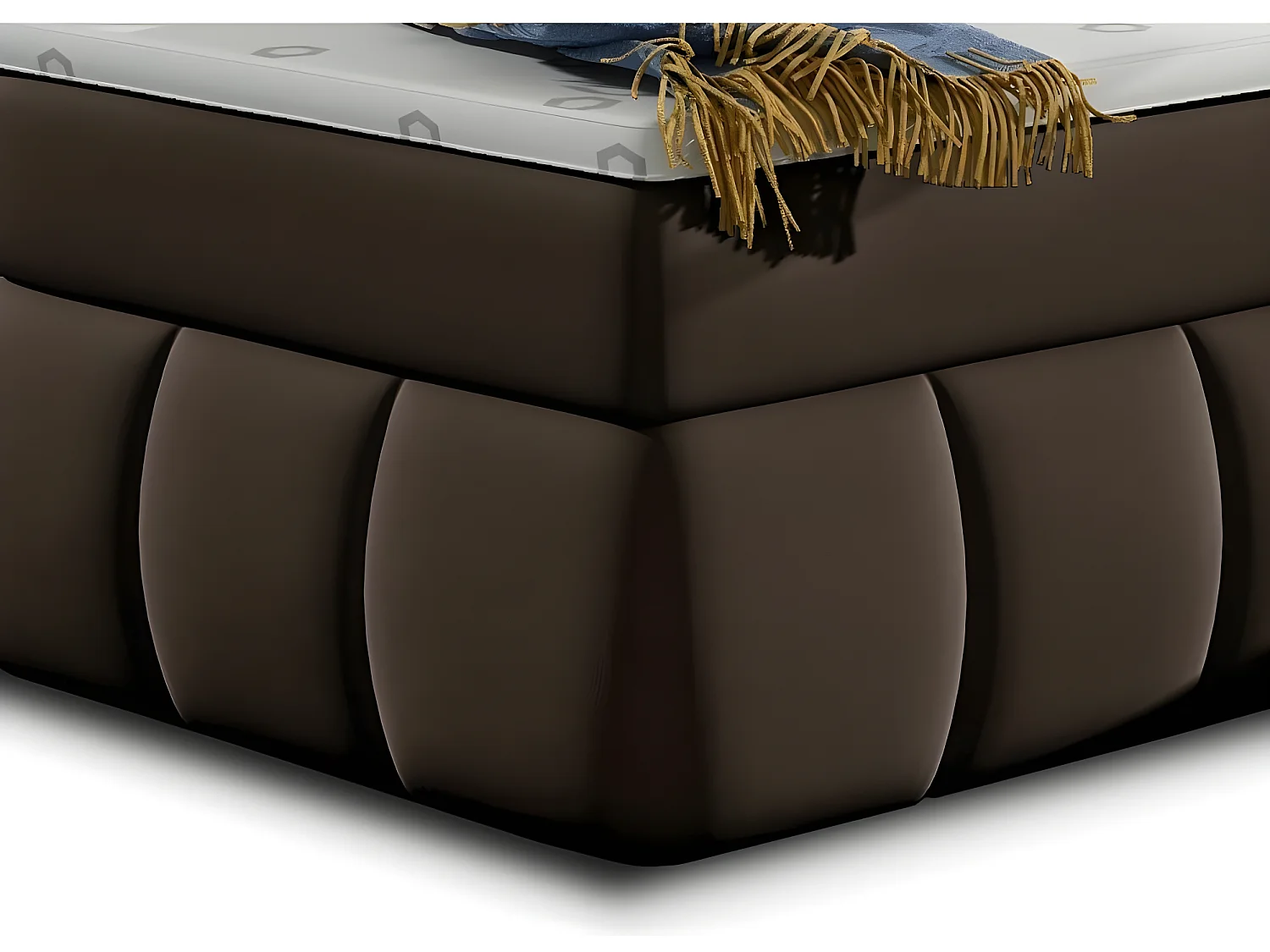 Lit continental matelassé simili cuir marron Florencia-160x200