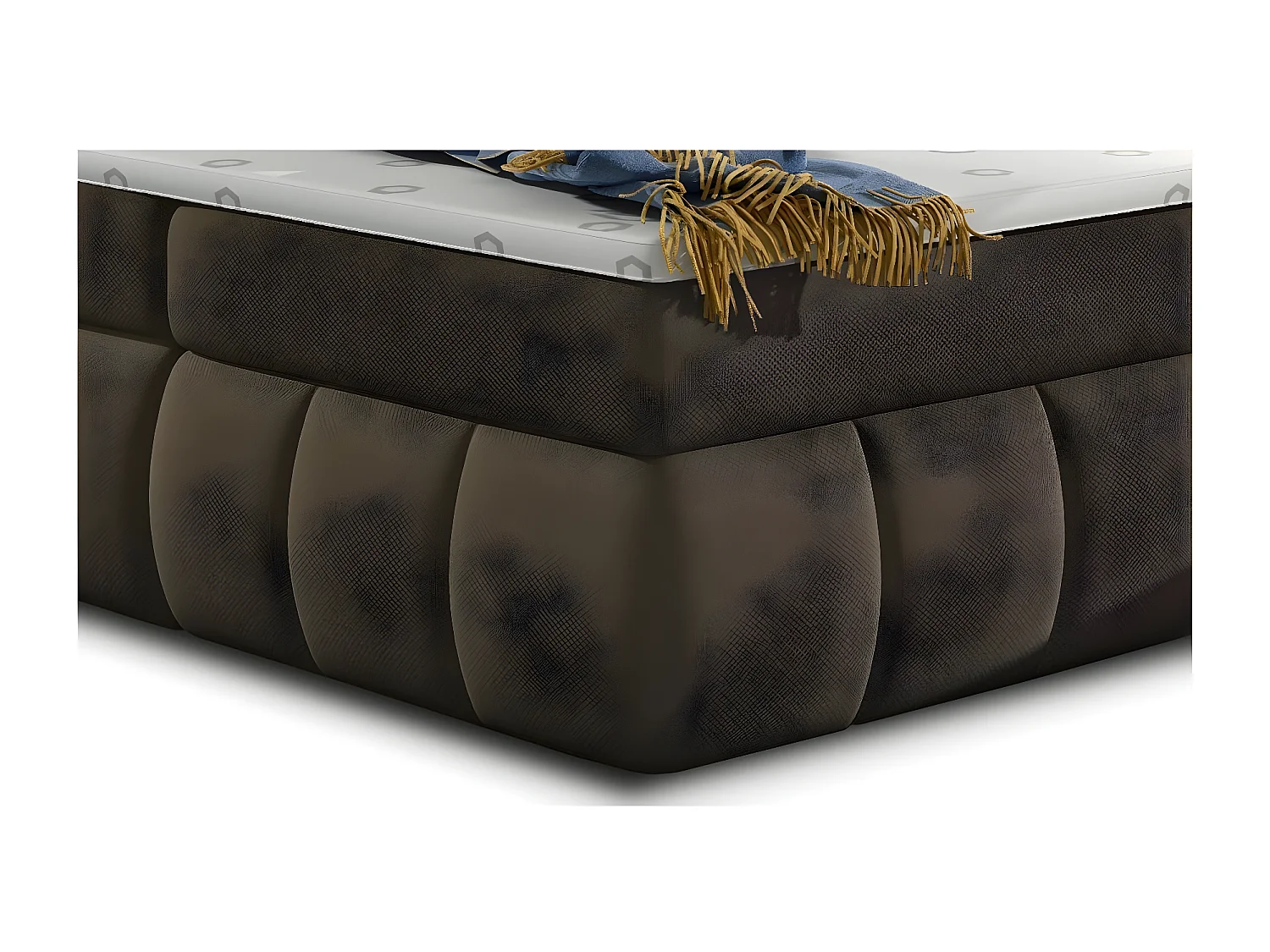 Florencia gewatteerd continentaal bed van bruine stof-Slapen 140x200cm