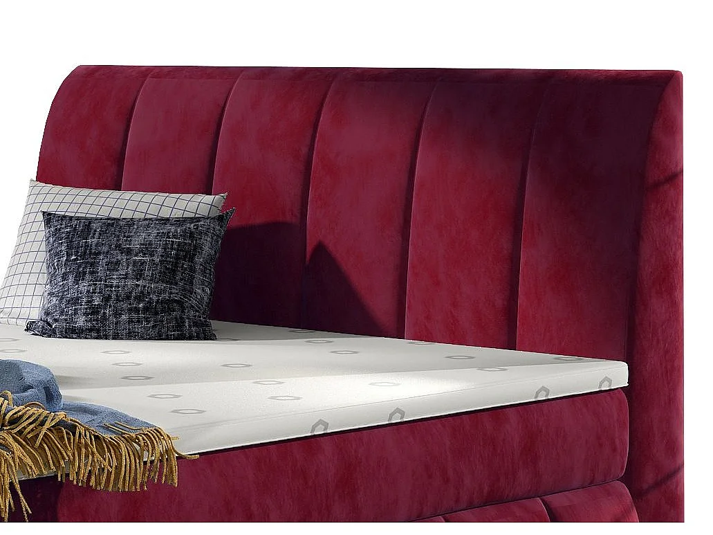 Lit continental matelassé tissu doux bordeaux Florencia-180x200