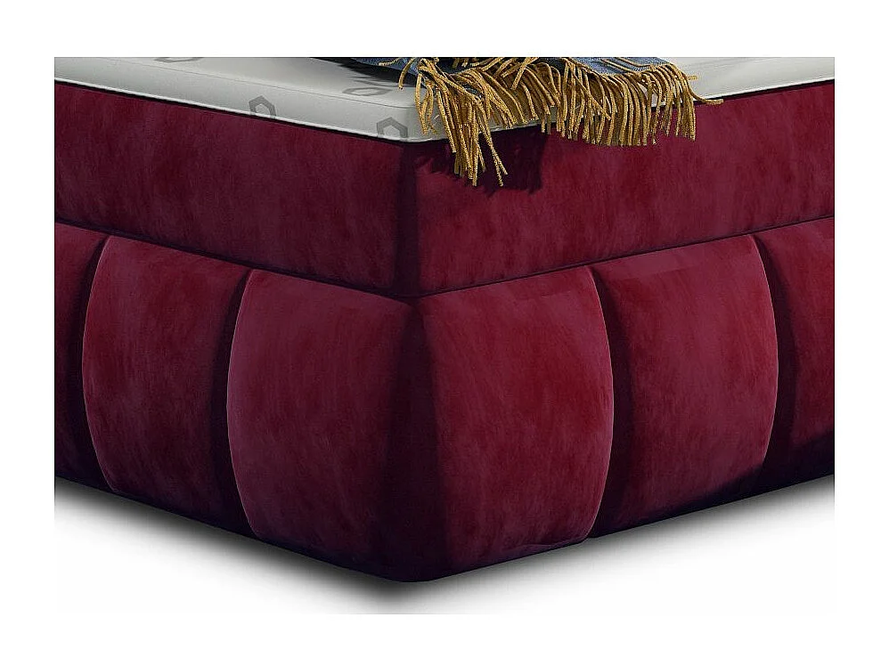 Lit continental matelassé tissu doux bordeaux Florencia-180x200