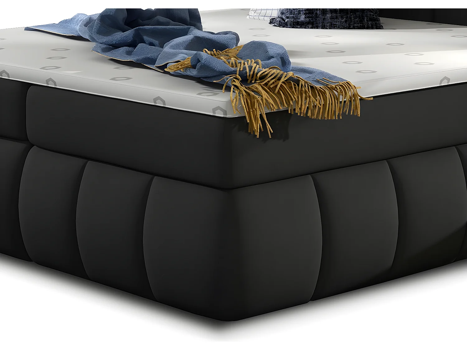 Florencia gewatteerd continentaal bed van zwarte stof-Slapen 160x200cm