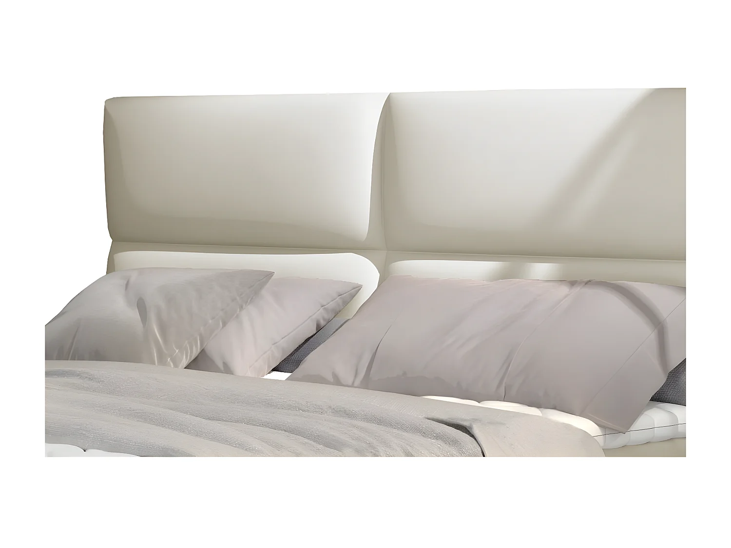 Weber lichtbeige gewatteerd continentaal bed met kunstleer-Slapen 160x200cm