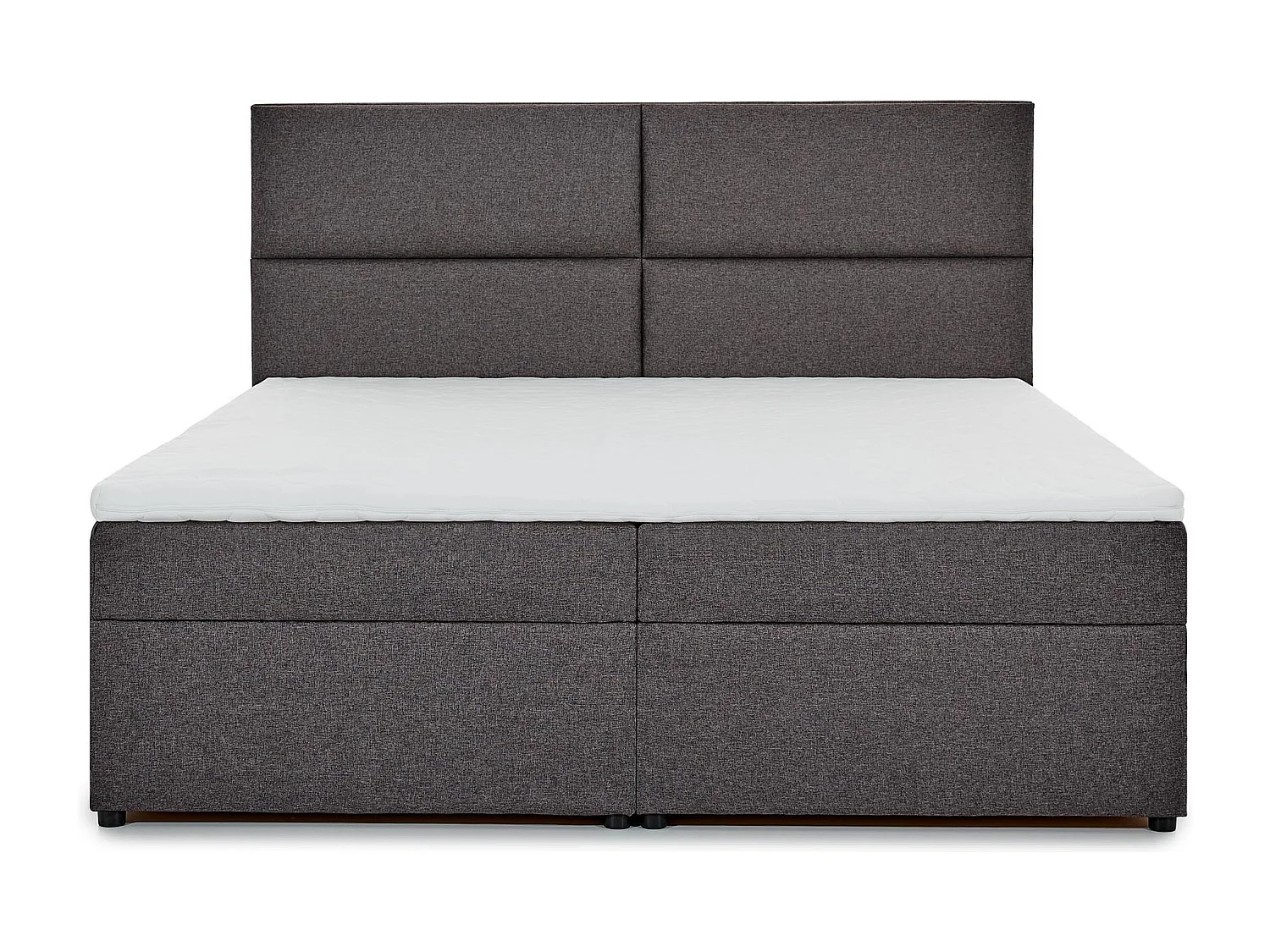 Lit continental capitonné simili cuir beige clair Weber-160x200