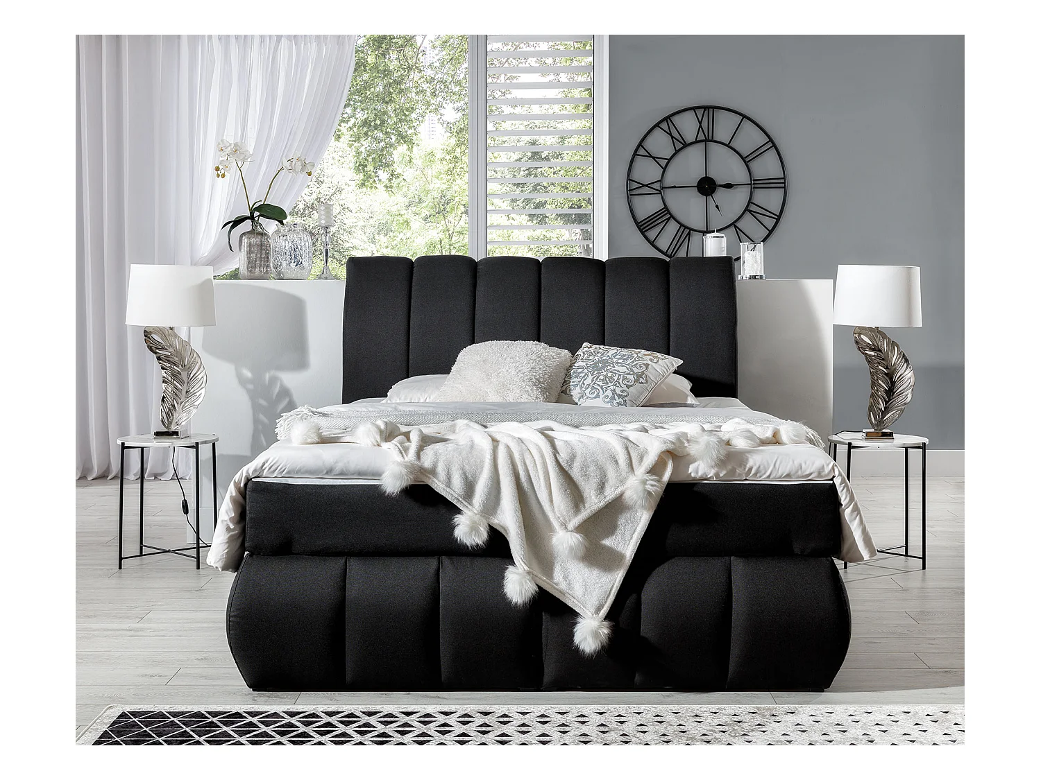 Florencia gewatteerd continentaal bed in lichtbeige stof-Slapen 140x200cm