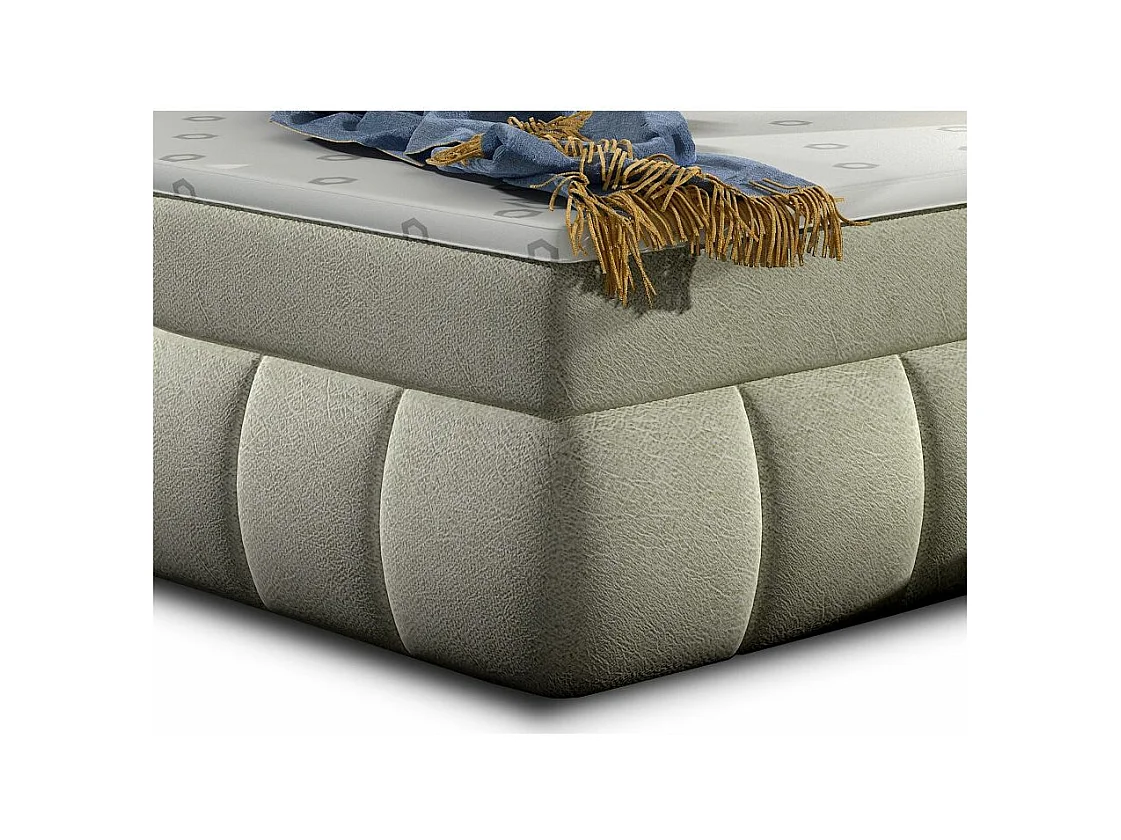 Florencia gewatteerd continentaal bed in lichtbeige stof-Slapen 140x200cm