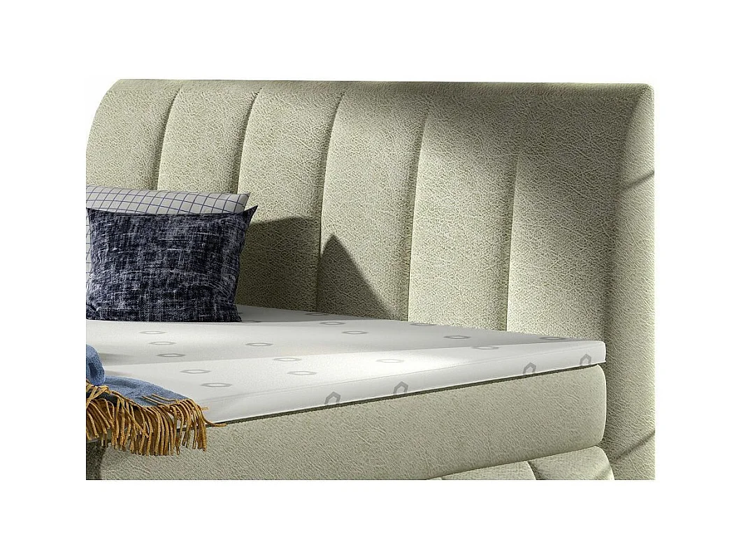 Florencia gewatteerd continentaal bed in lichtbeige stof-Slapen 140x200cm