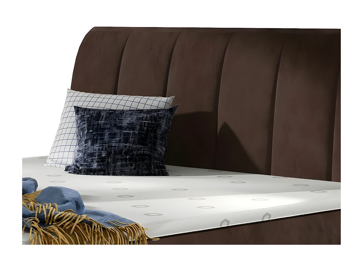 Florencia bruin fluwelen gewatteerd continentaal bed-Slapen 180x200cm