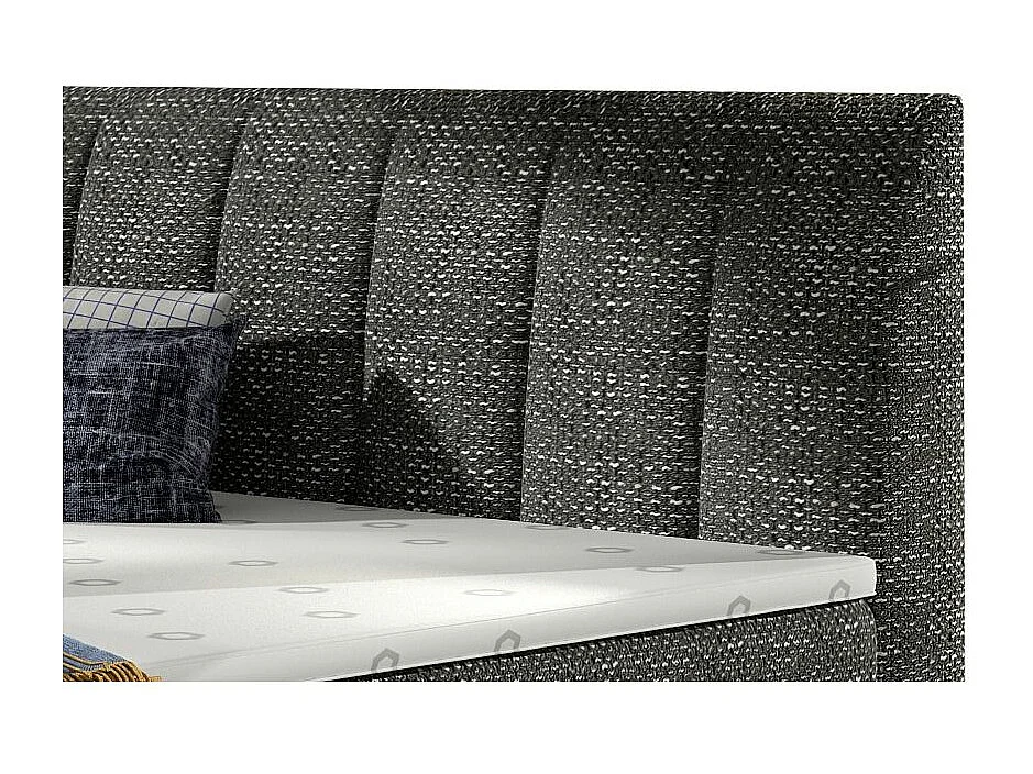 Lit continental matelassé tissu noir chiné Florencia-180x200