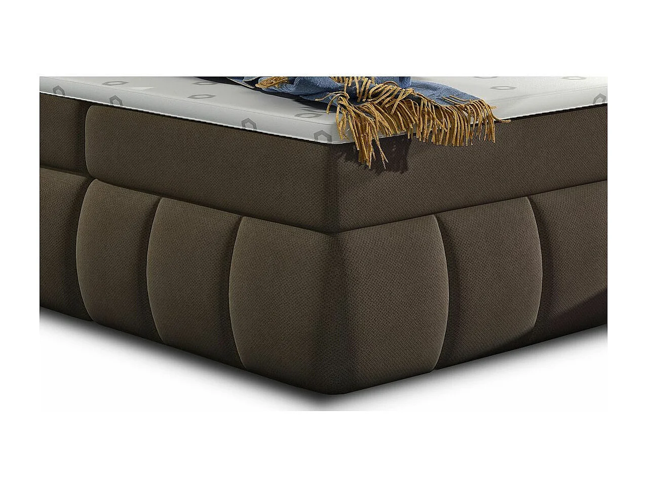 Florencia gewatteerd continentaal bed van bruine stof-Slapen 160x200cm