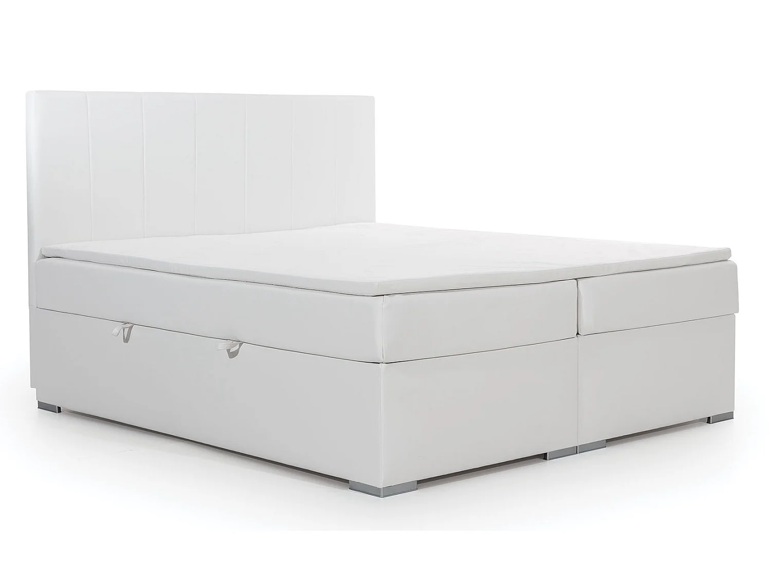 Lit continental tissu gris avec matelas et surmatelas Louna-180x200