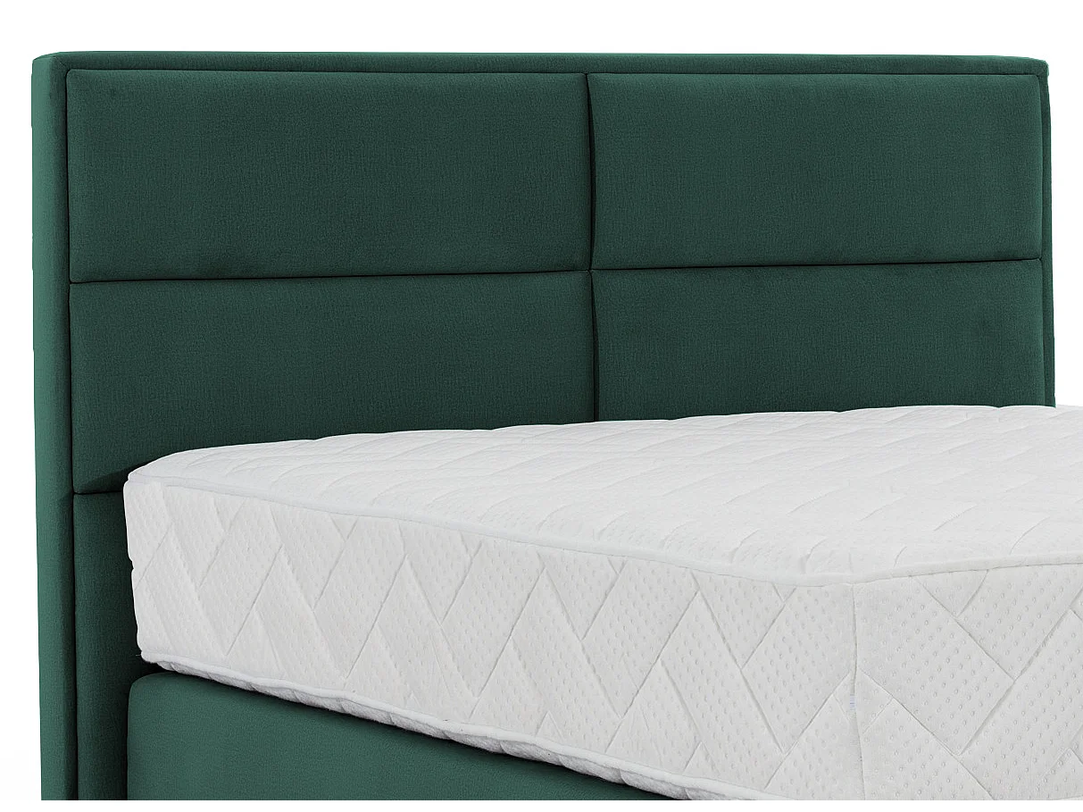 Tiempo continentaal bed in groene stof met latexmatras van 30 cm en zwart metalen poot-Slapen 180x200cm
